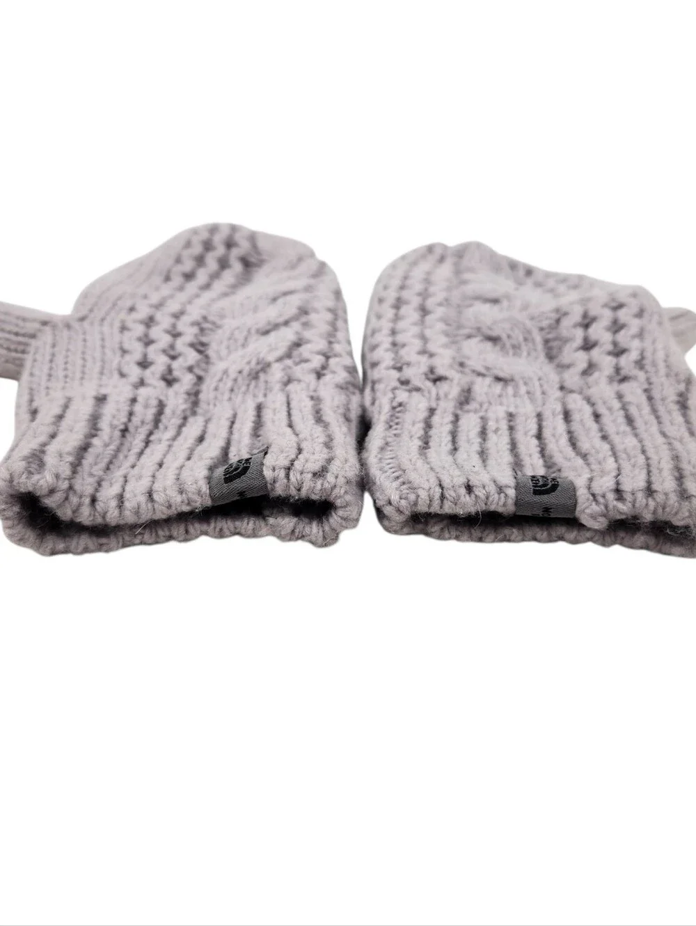 The North Face Wool Alpaca Blend Cable Knit Mitt Mittens Grey Women Size L to XL